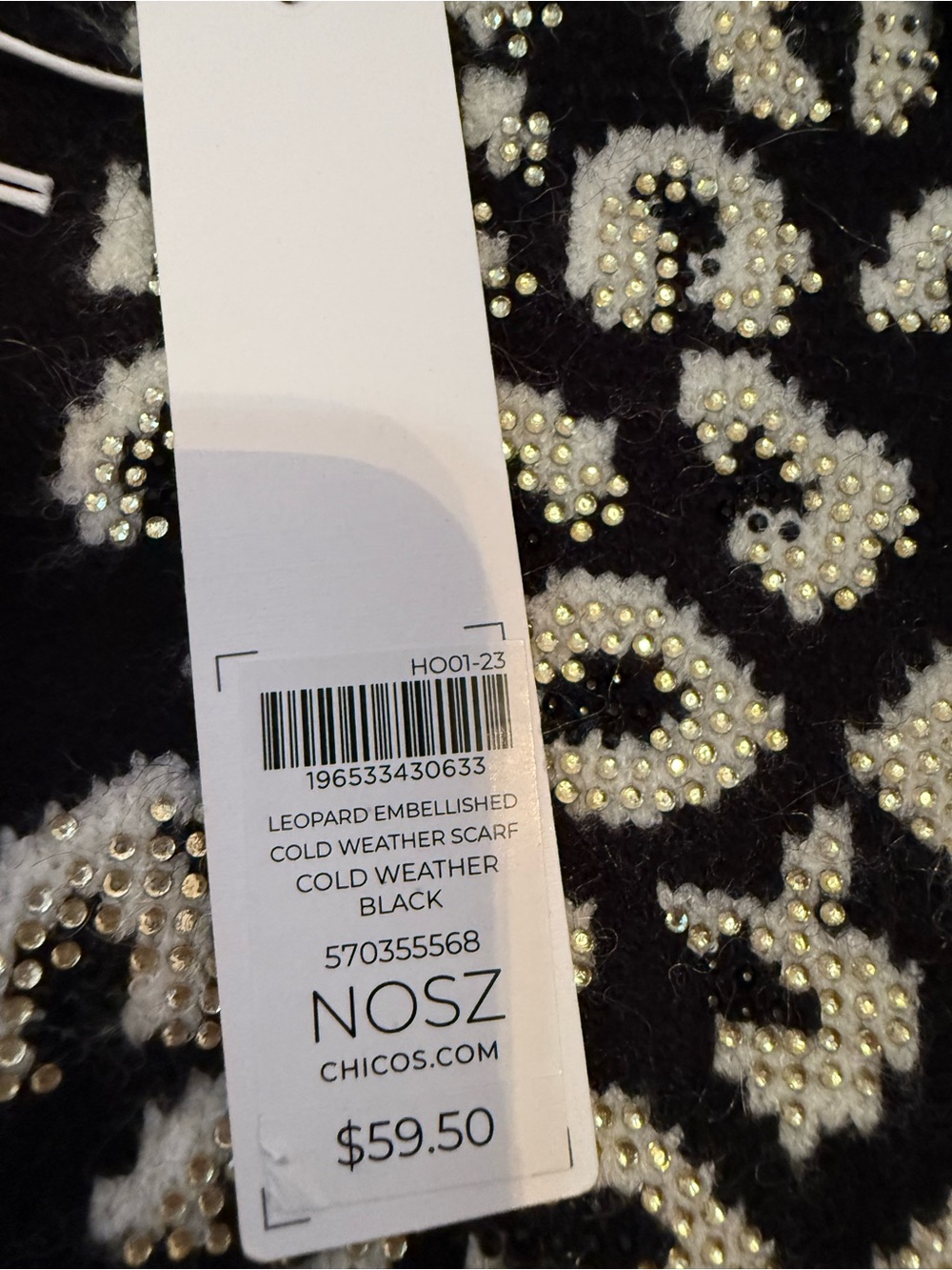 Chico's Black&White Leopard Beanie & Scarf - Picture 5 of 7